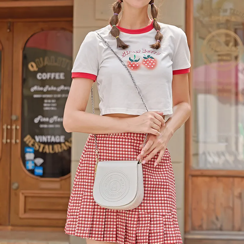 Miffy PU Chain Bag Versatile Saddle Bag Shoulder Bag Crossbody Bag Regular Women's Green/White-4