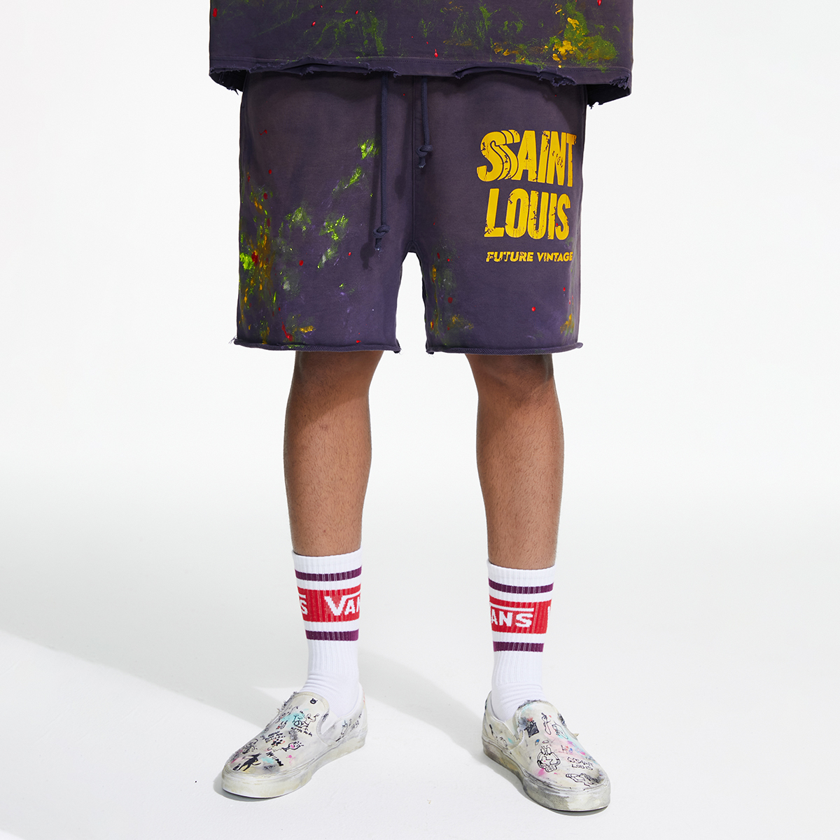 【PORTERNA】Louis Nion Shorts SSSAINT LOUIS Casual Shorts Unisex Purple - POIZON