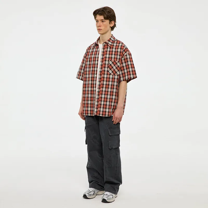 COUNTRY MOMENT Shirts Men Orange Red Plaid-5