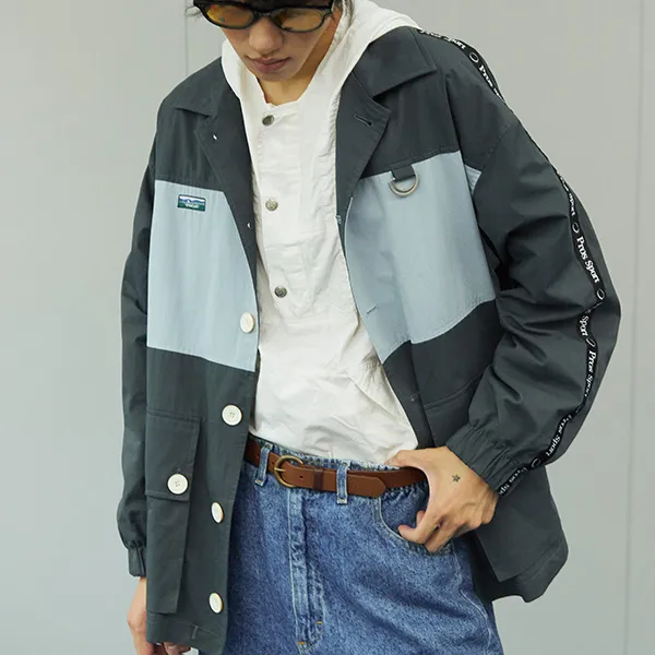 PROS BY CH FW22 Loose Fit Jacket Unisex Blue Gray-3
