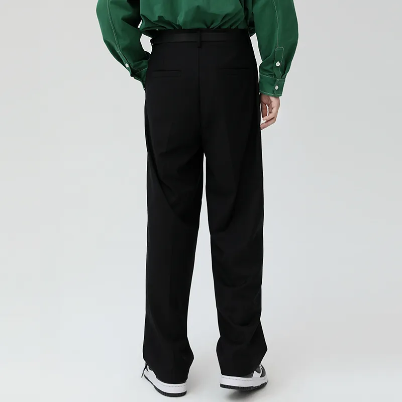 QISENYAR Wide Leg Casual Pants Unisex Black-4
