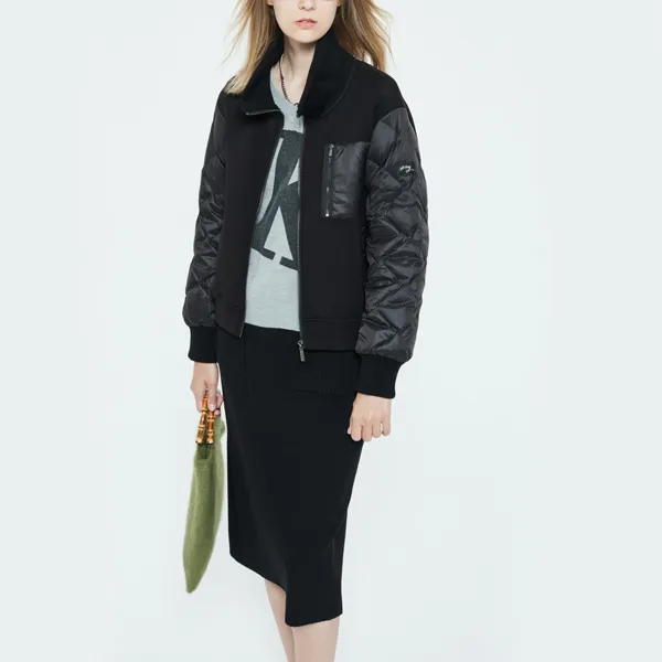 DKNY FW22 Solid Color Stand Collar Down Jacket Women's Black-9