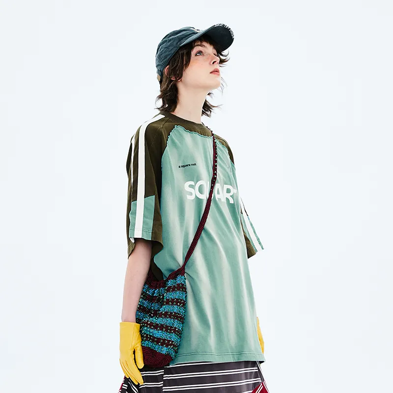 A SQUARE ROOT Short Sleeved T Shirts Unisex Blue Green-4