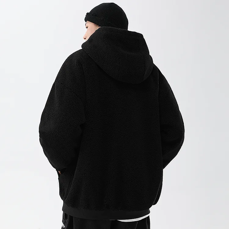 LOMBT Letter Geometric Pattern Hooded Loose Fit Thickened And Fleece Lined Puffer Jacket Unisex-4