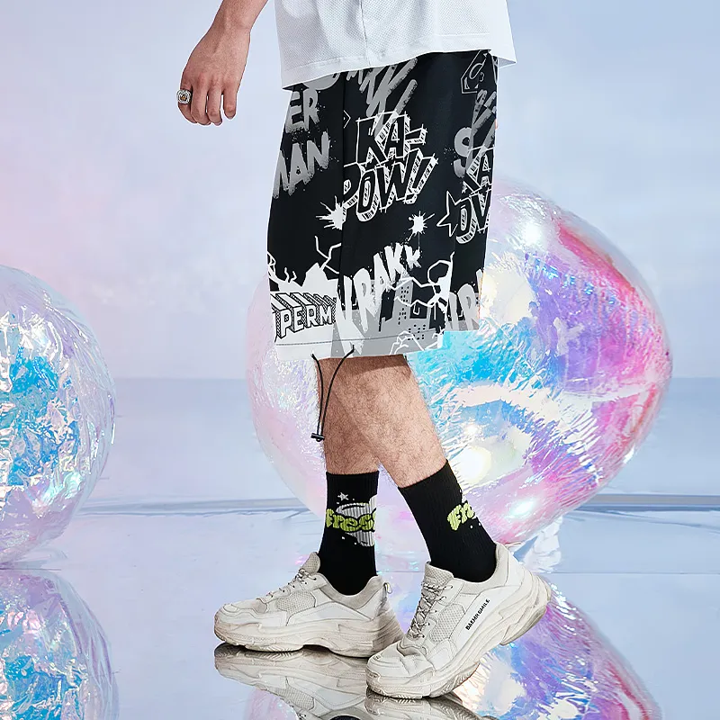 SANSYAS Superman Loose Fit Shorts Unisex Black-2
