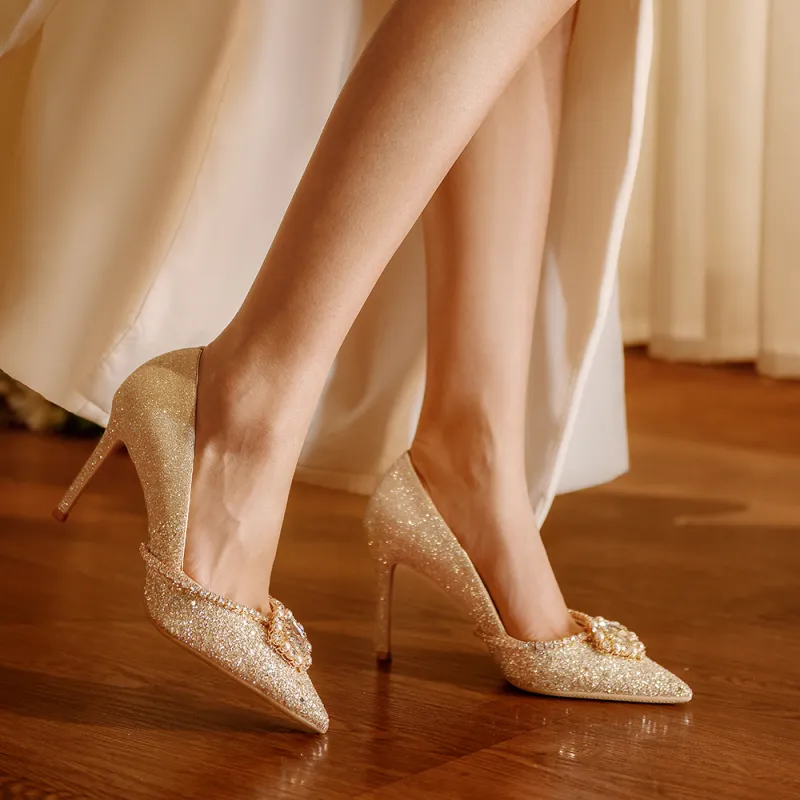 ROSE CASTLE High Heels 8.5cm Women's Gold-3