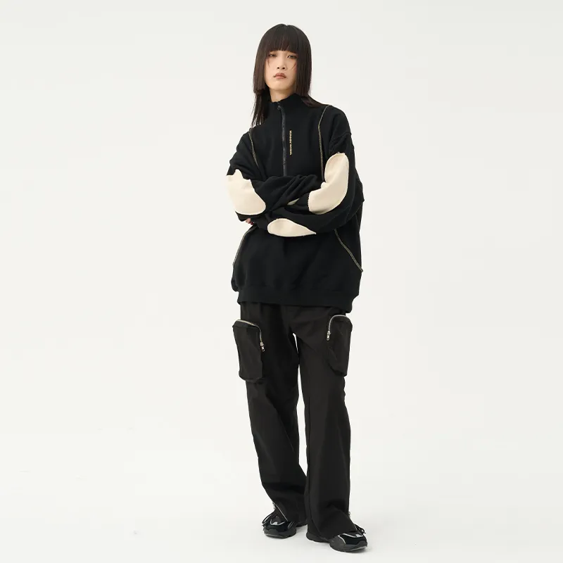 RUNNINWHEEL Stand Collar Loose Fit Regular Sweatshirt Unisex-6