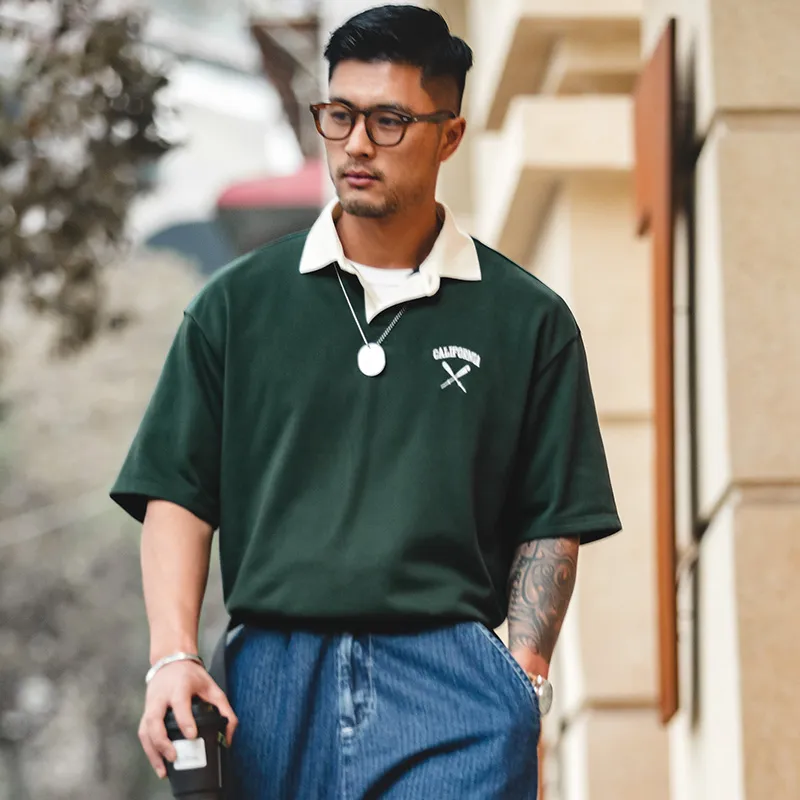 MADEN Polo Shirts Men Dark Green-3