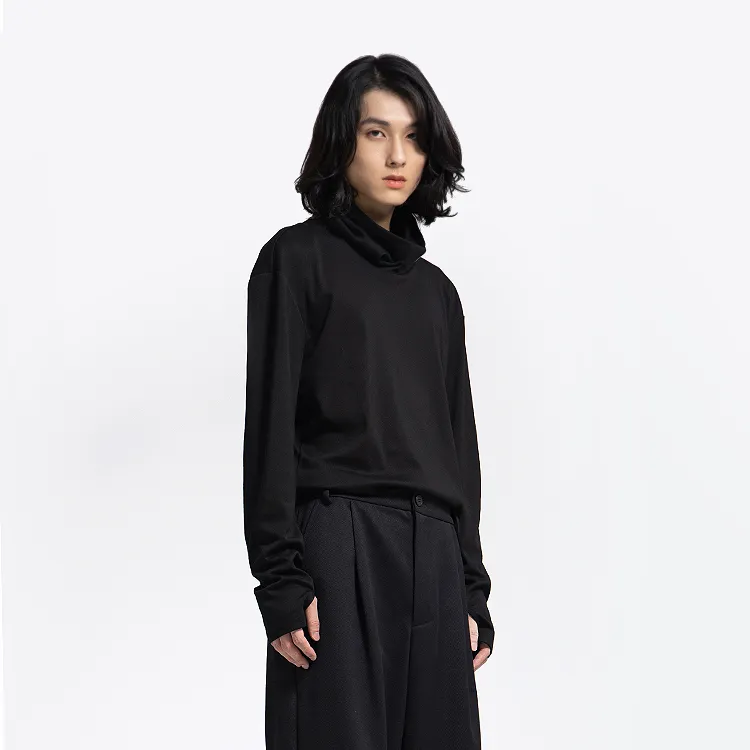 HUANXIANGZHE Long Sleeved T Shirt Unisex Black-2