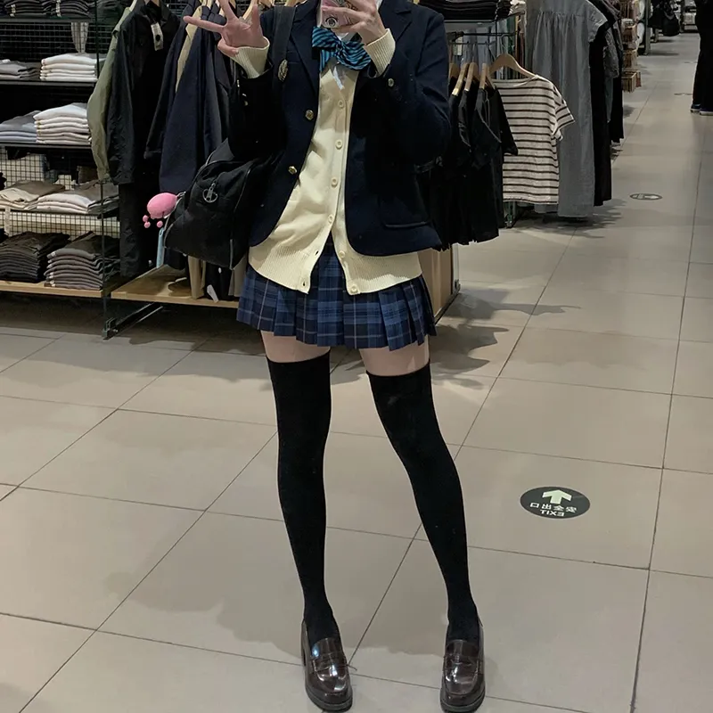 Tokyo Season Casual Short Skirts Women's Whale Fall, Plaid Skirt-31