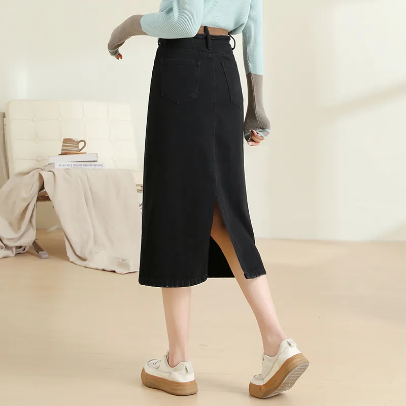 MITUAN Denim Long Skirts Women's-8