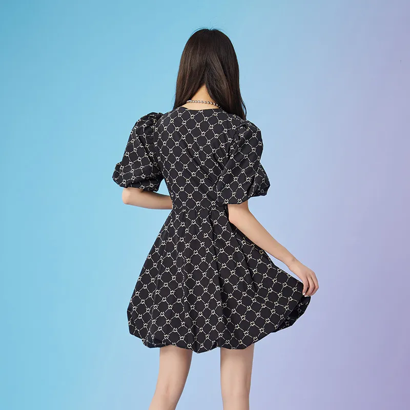 LALABOBO A Line Skirt Dress Black-2