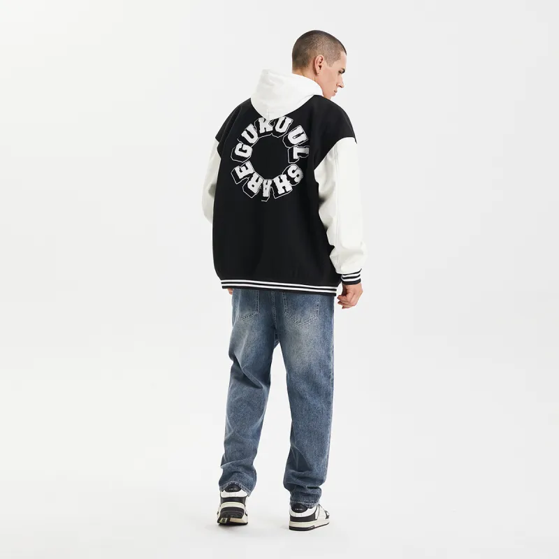 GUKUUL Baseball Jacket Winter Unisex Black-4
