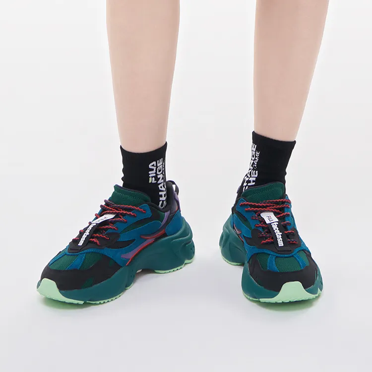 FACETASM x FILA FUSION Low Top Chunky Sneakers Women's Black Green-5
