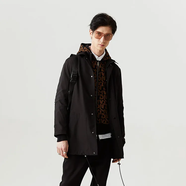DAVID NAMAN Trench Coats Men Black-3