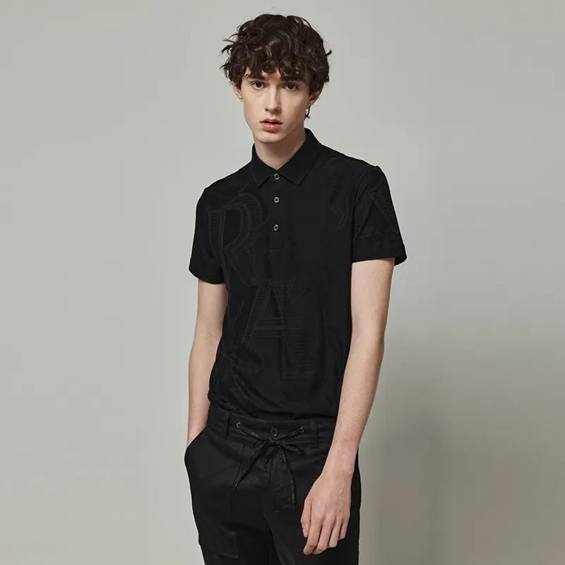 RARE Short Sleeved T Shirts Polo Shirt Men's Black-6