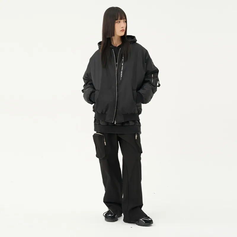 RUNNINWHEEL Loose Fit Jacket Unisex Black-6