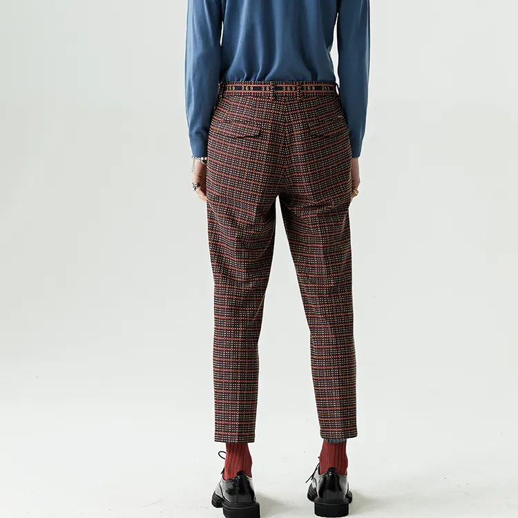 DAVID NAMAN SS22 Straight Casual Pants Men's Burgundy-5