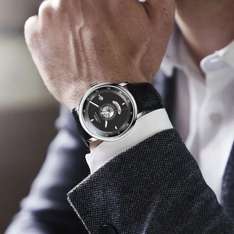 LOBINNI L Automatic Mechanical Movement Genuine Leather Strap Watch Men's Watches Black Dial-1
