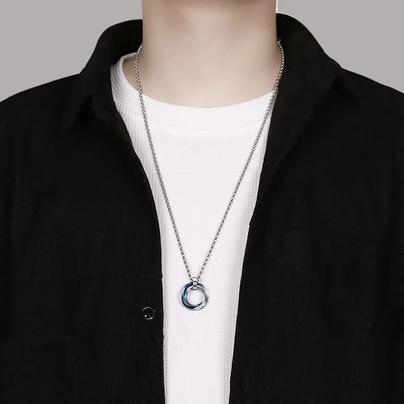 JUICY GRAPE Individual Three Loop Minimalist Style Versatile Collarbone Chain Necklaces Men's-1