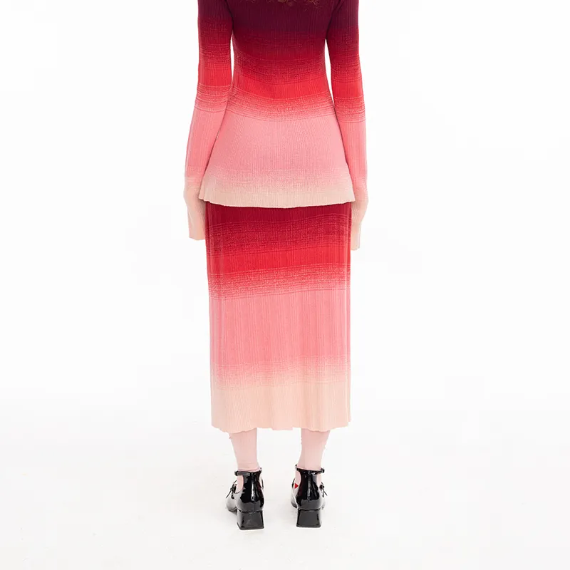 Cubic Knit Long Skirts Women's-8