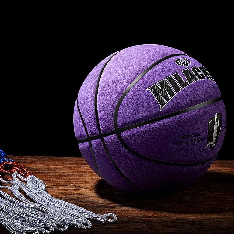 MILACHIC Cow Leather Basketball Deep Affection Purple Size 7 Ball Training Match Unisex-4