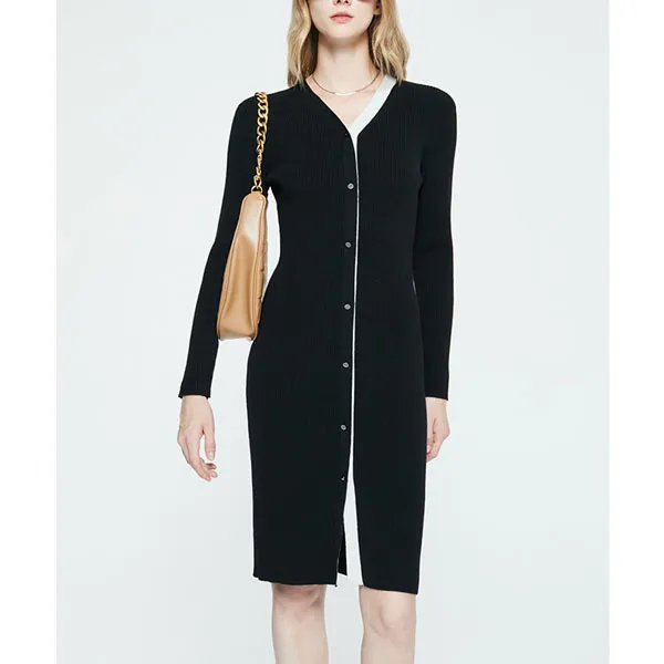 DKNY Long Sleeved Dresses Women's Black & White-2