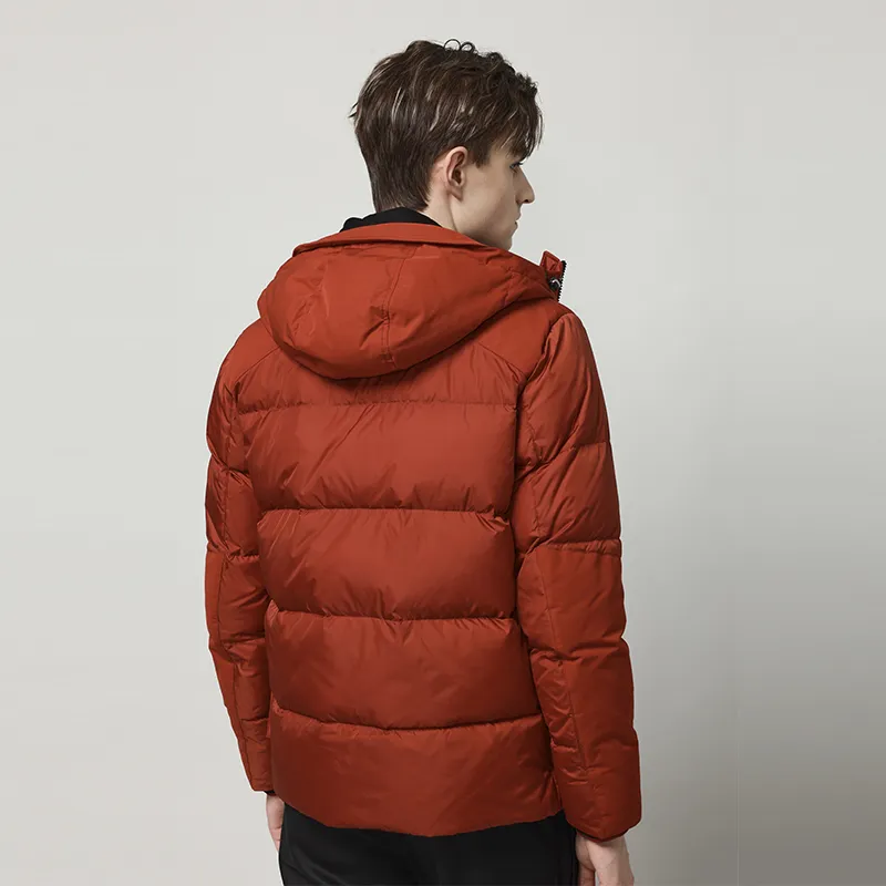 RARE FW22 Solid Color Hooded Long Down Jacket Men's Red-4