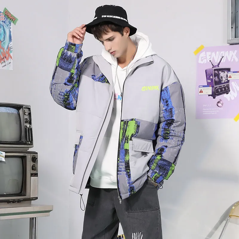 GENANX Puffer Jackets Unisex Gray Blue-3
