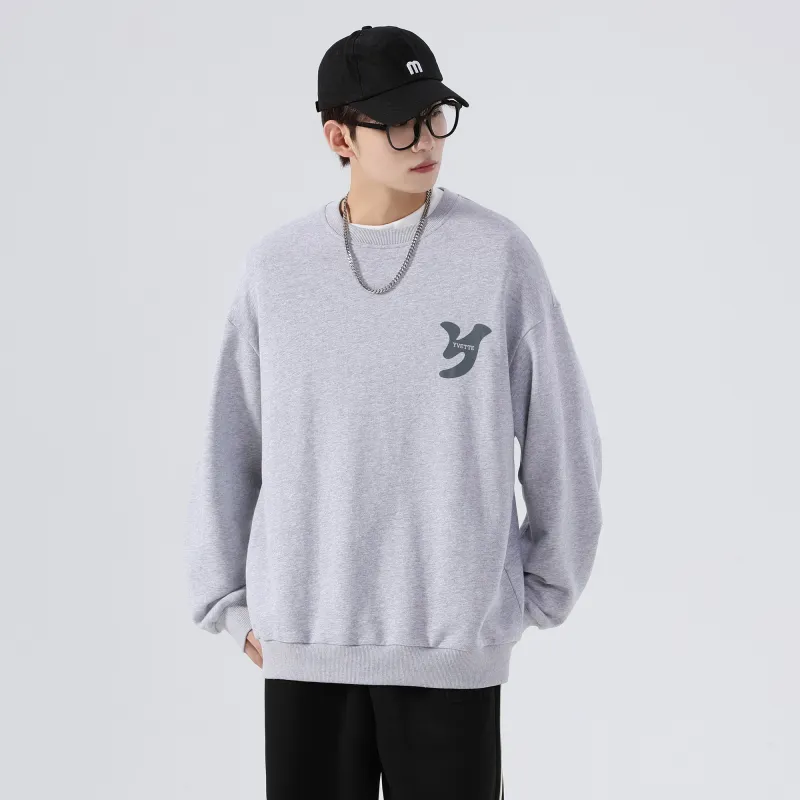 Yvette Crew Neck Loose Fit Regular Sweatshirt Unisex Heather Gray-2