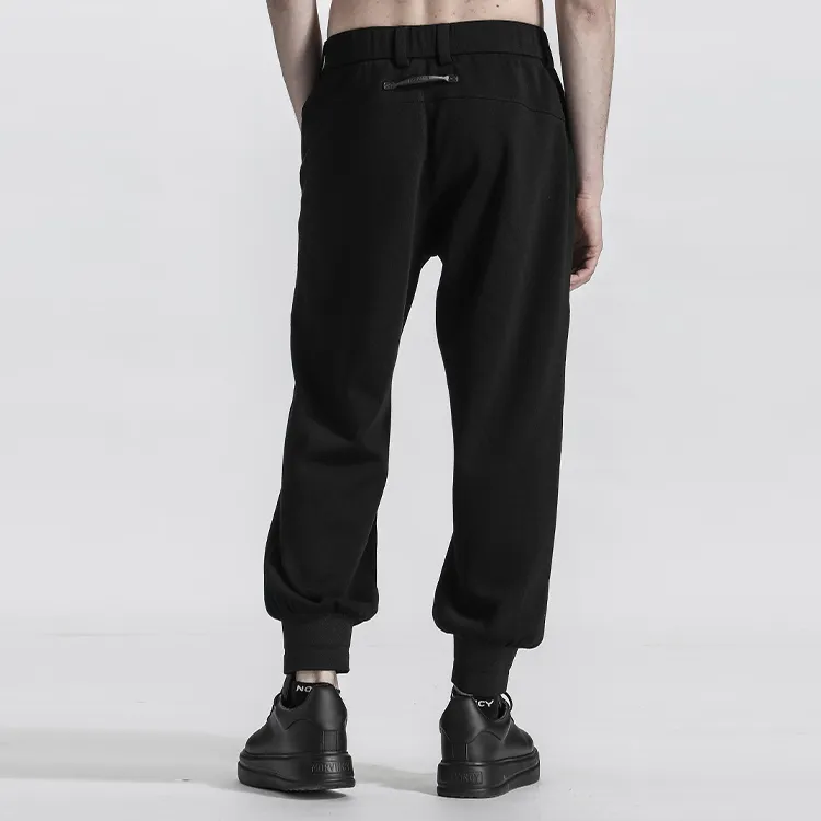 NORVINCY Breathable Elastic Waistband Solid Color Casual Pants Unisex-4