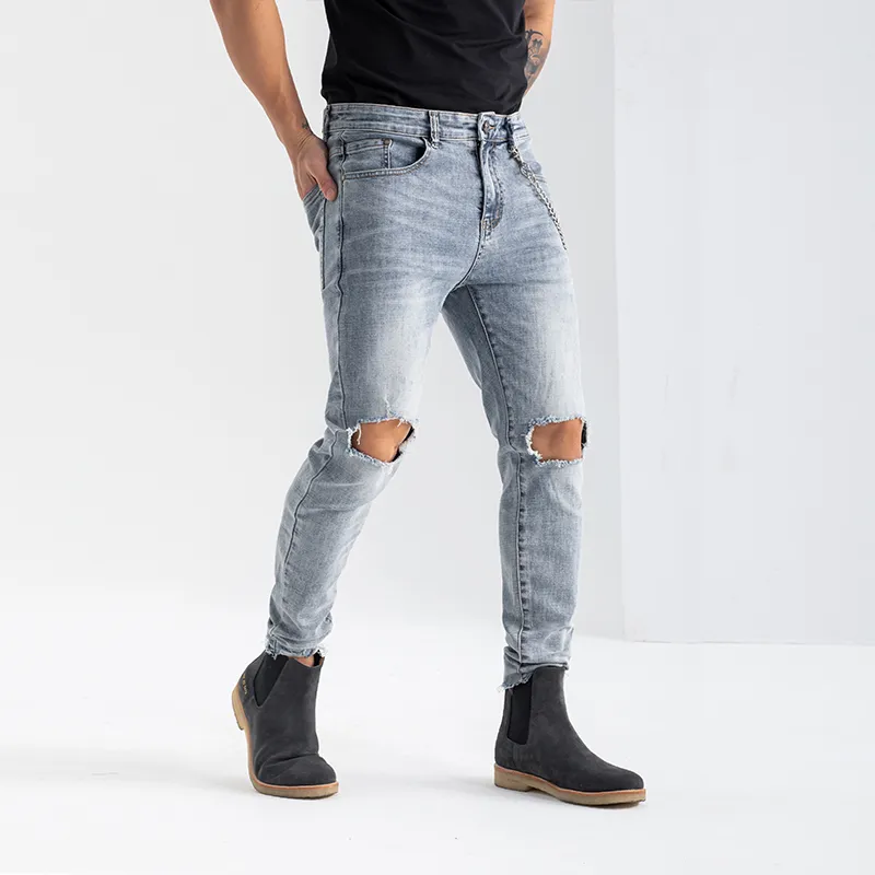 BLUESFLY Slim Fit Pants Jeans Men's Light Blue-5