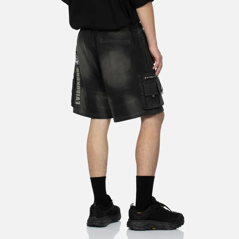 EVISU Denim Shorts Men Dark Gray-3