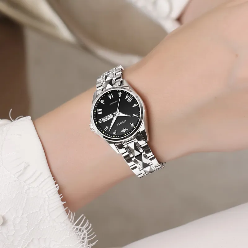 Oupinke Gaias Collection Mechanical Movement Tungsten Steel Strap Watch Women's Watch White Dial-6