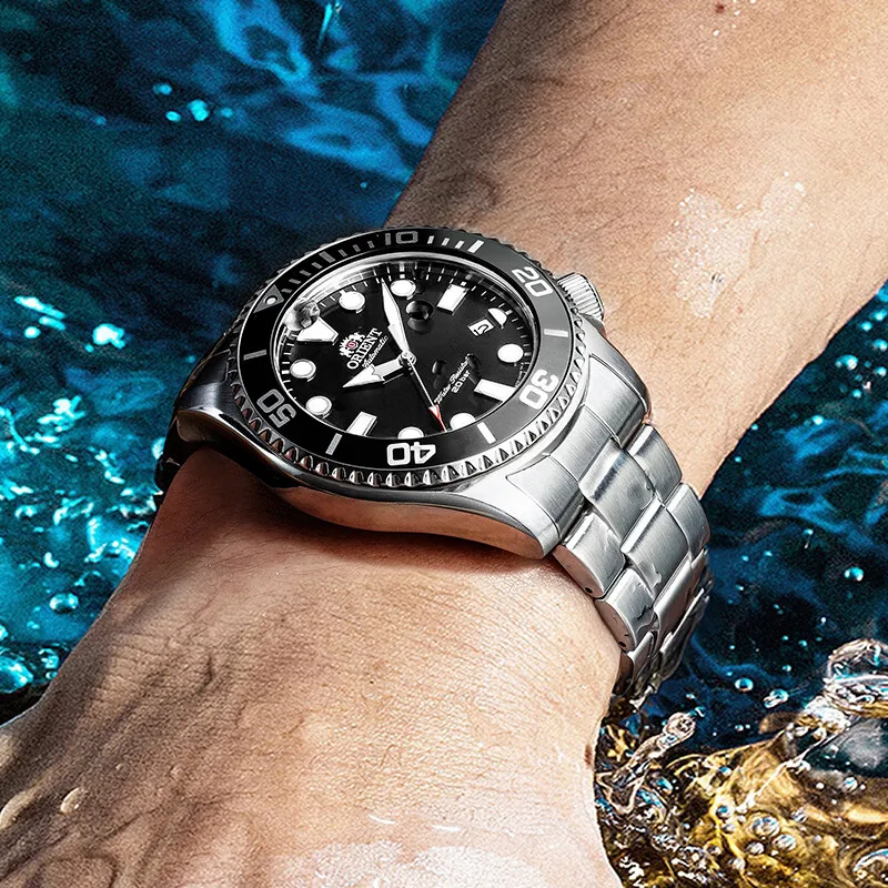ORIENT Diving Shark Collection Mechanical Movement Stainless Steel Strap Watch Men's Watches Black Dial RA AC0K01B10B-1