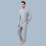 Gray Blue-Long-Sleeved Pants