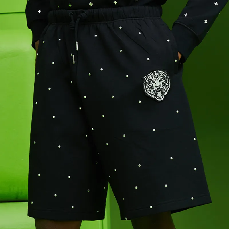TCH Casual Shorts Unisex Black With Silver Logo-3