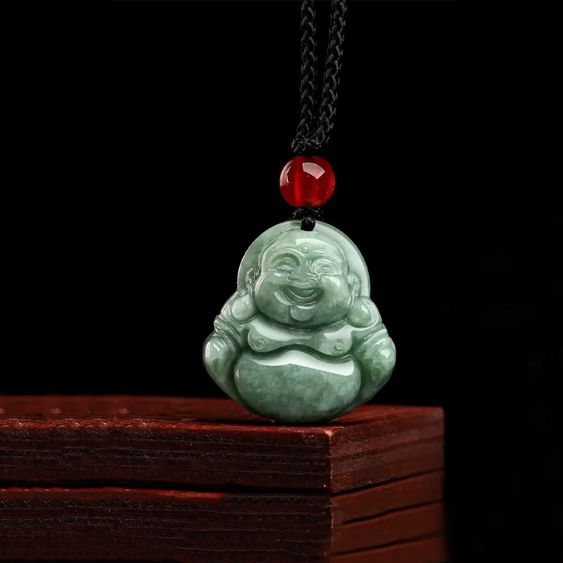 MOONS FAME Bean Type Jadeite Buddha Necklace Unisex-1