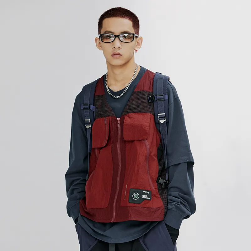 FLOAT Loose Fit Vest Unisex Burgundy-2