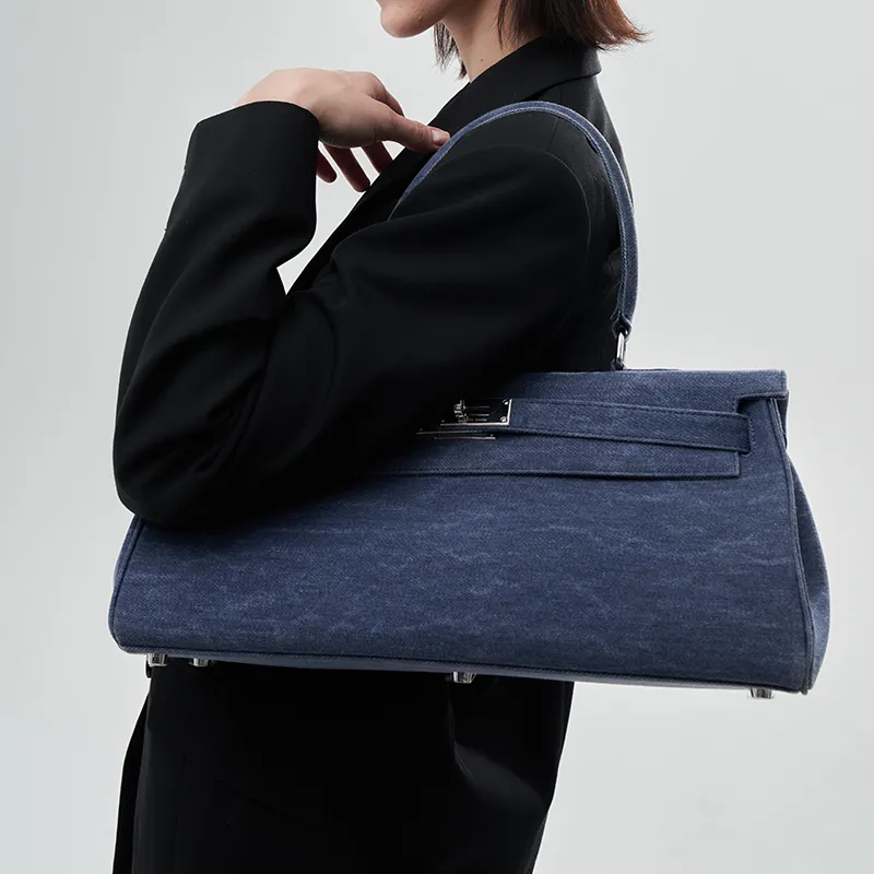 Margin Goods Handbag Shoulder Bag Large Size Women's Blue/Black-9