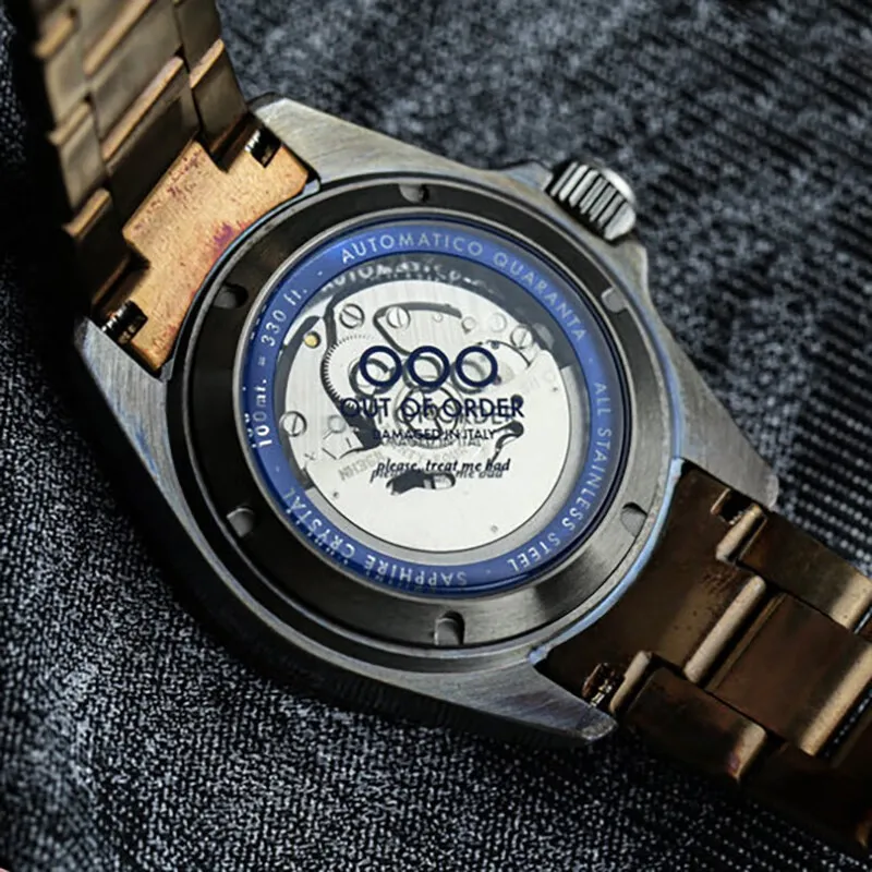 OUT OF ORDER Wrist Watch Manual Mechanical Movement Stainless Steel Strap Blue Dial Men's Watches OOO.001 21.BL-2