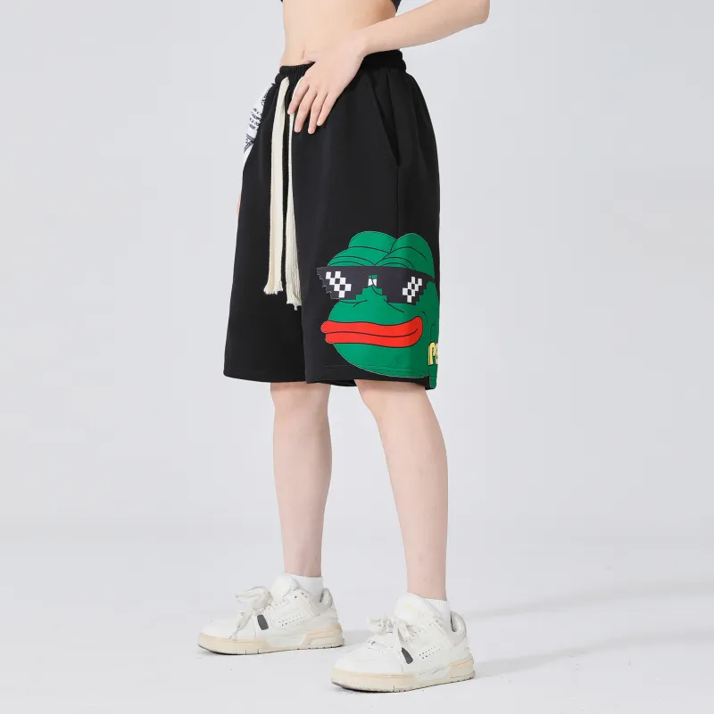 Pepe The Frog Casual Shorts Unisex Black-3