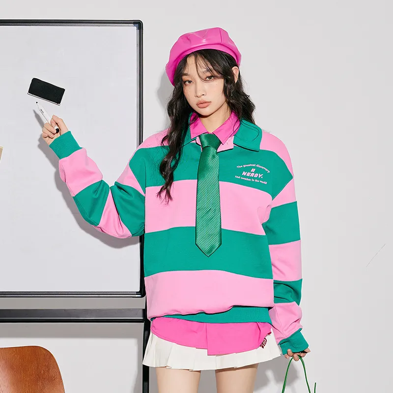 NERDY FW22 Polo Collar Loose Fit Sweatshirt Unisex-2