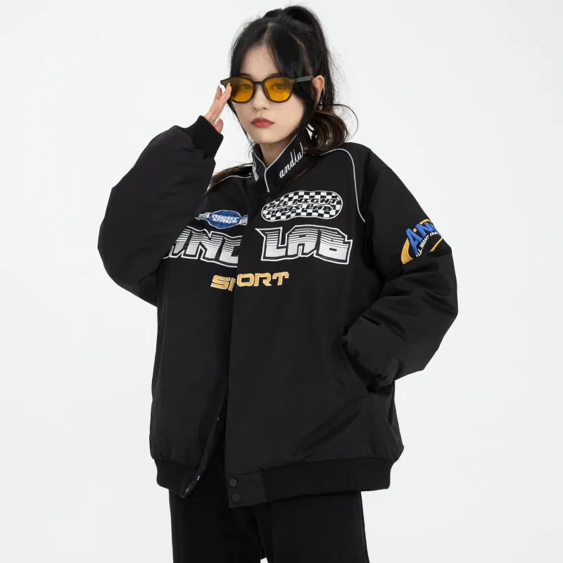 ALL NIGHT DAYS Stand Collar Loose Fit Puffer Jacket Unisex-5