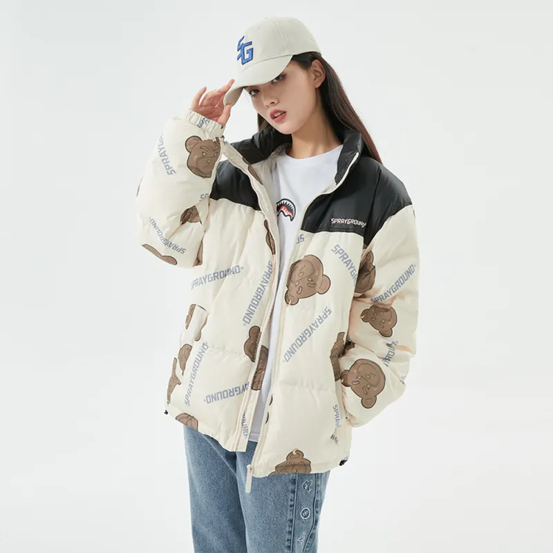 SPRAYGROUND Animal Pattern Stand Collar Loose Fit Thickened Down Jacket Unisex-8