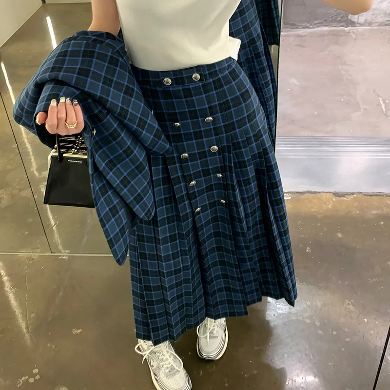 Ouyang Casual Long Skirts Women's Blue-2