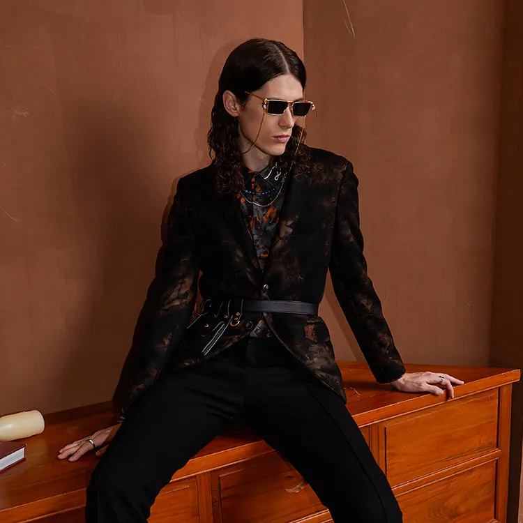 DAVID NAMAN Business Suits Men Brown-3