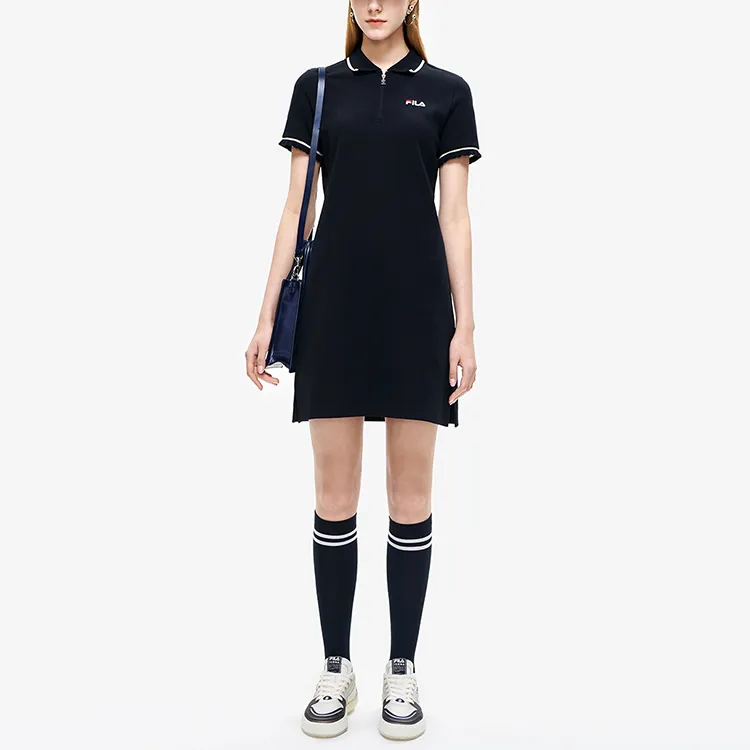 FILA Short Sleeved Dress Women's Jet Black-2