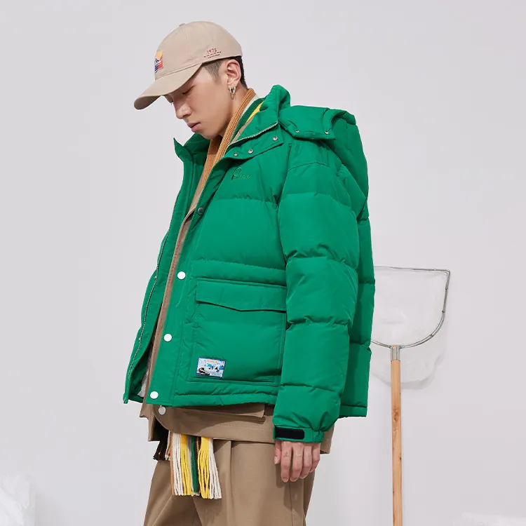 Penfield Solid Color Hooded Down Jacket Unisex Green-4