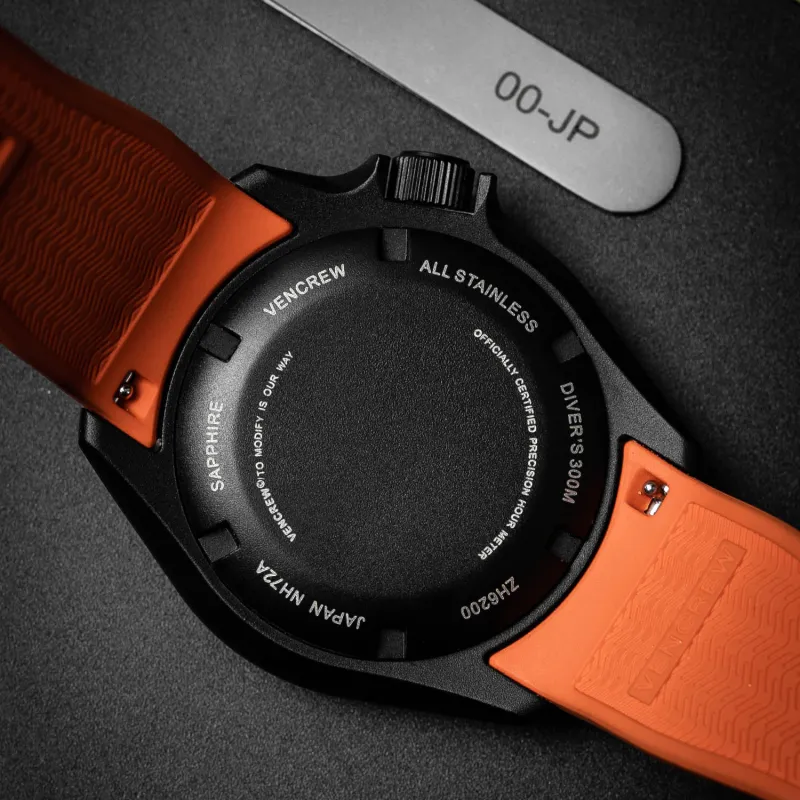 VENCREW Leviathan Orange Automatic Mechanical Movement Watch Unisex Cut-Out Dial-6